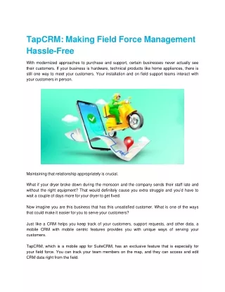 TapCRM: Making Field Force Management Hassle-Free