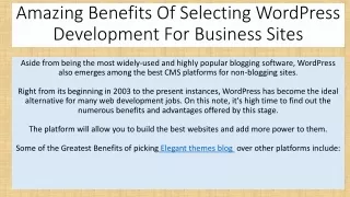 amazing benefits of selecting wordpress development for business sites