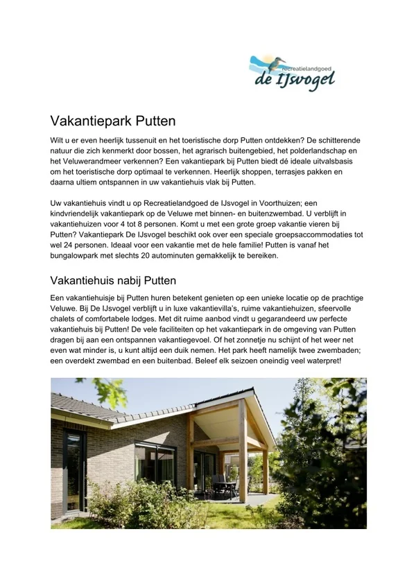 De IJsvogel - Vakantiepark Putten