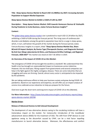 title sleep apnea devices market to reach