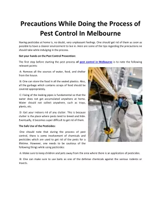 precautions while doing the process of pest