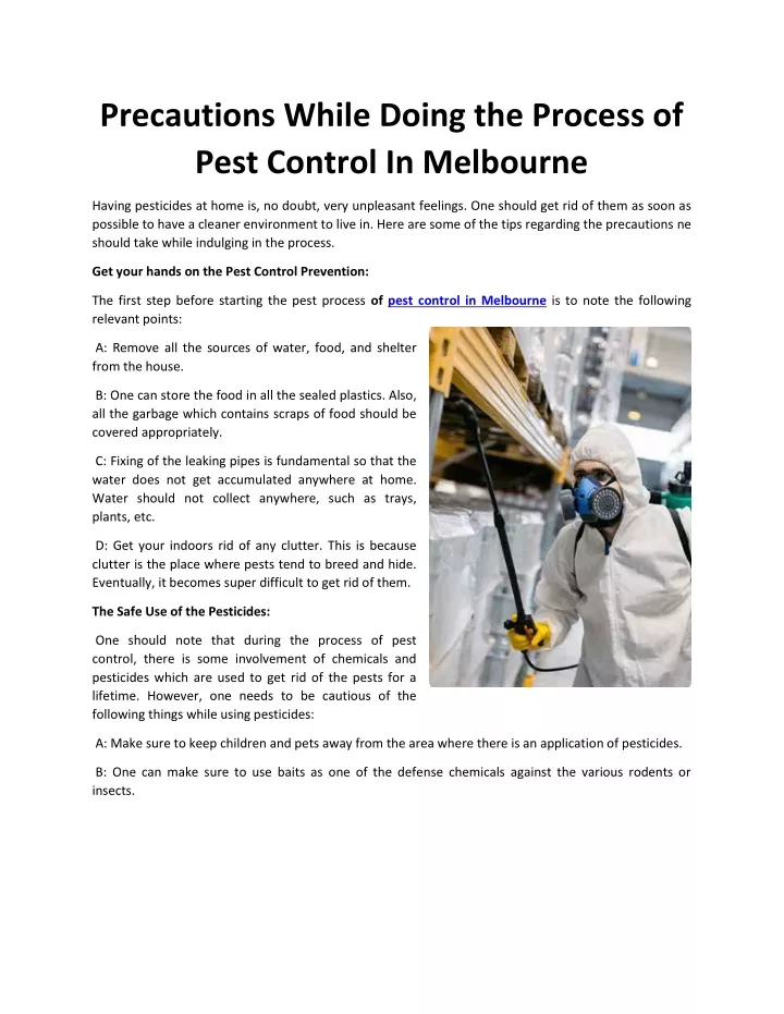 precautions while doing the process of pest