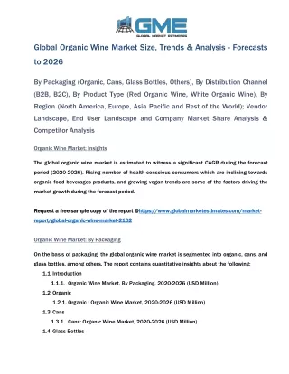 global organic wine market size trends analysis
