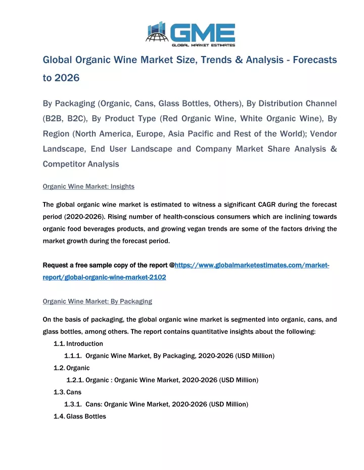 global organic wine market size trends analysis