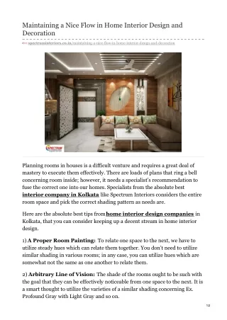 maintaining a nice flow in home interior design