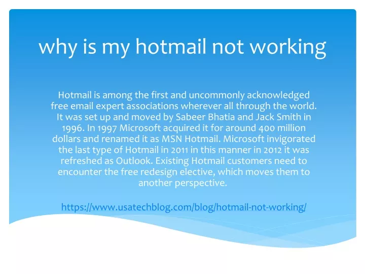 why is my hotmail not working