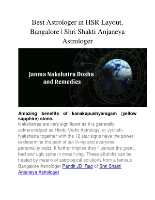 Best Astrologer in HSR Layout, Bangalore | Shri Shakti Anjaneya Astrologer
