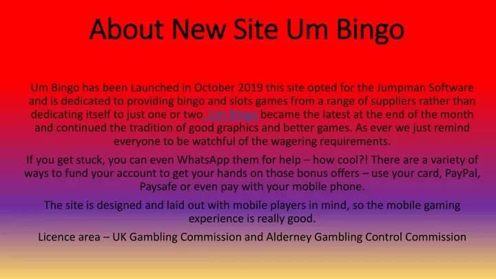 about new site um bingo