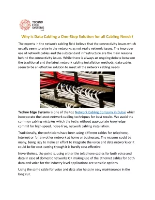 why is data cabling a one stop solution