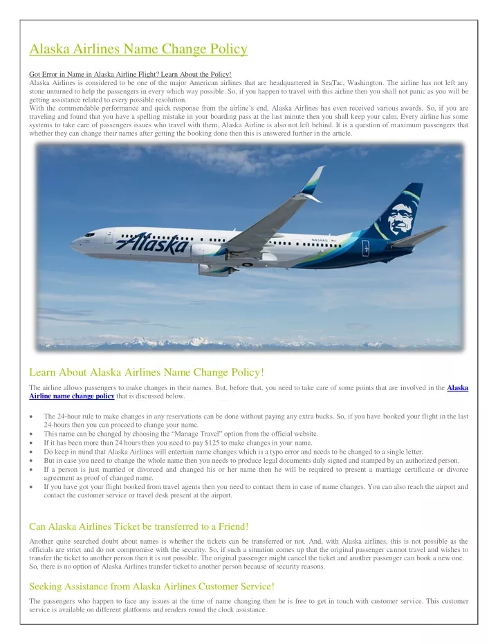 alaska airlines name change policy