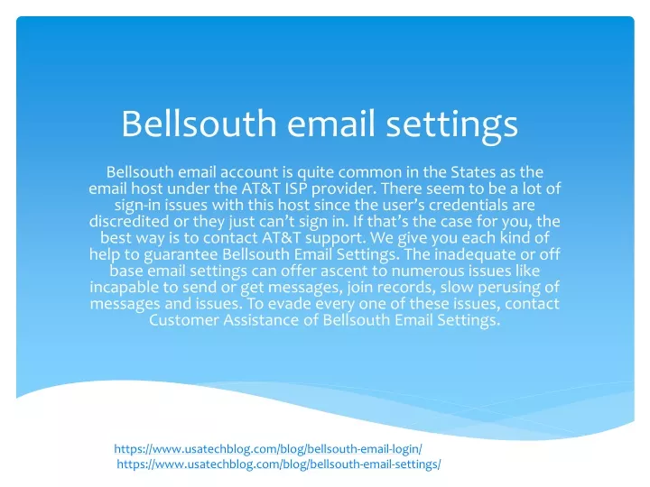 bellsouth email settings