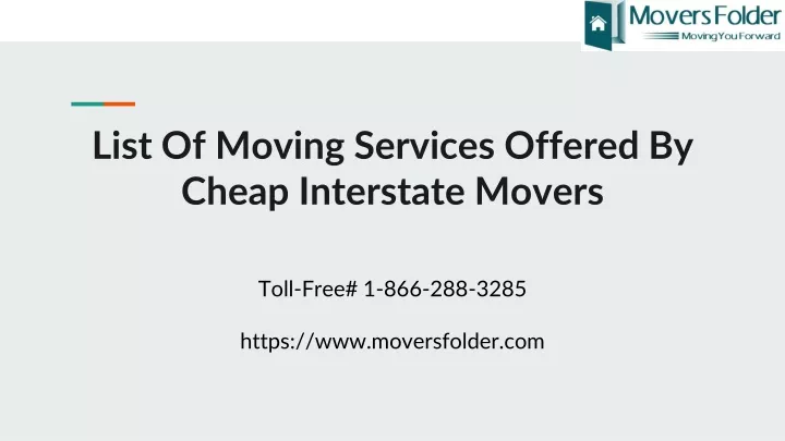 list of moving services offered by cheap interstate movers