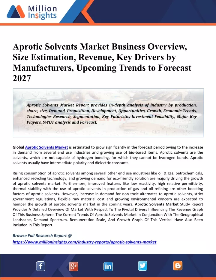 aprotic solvents market business overview size