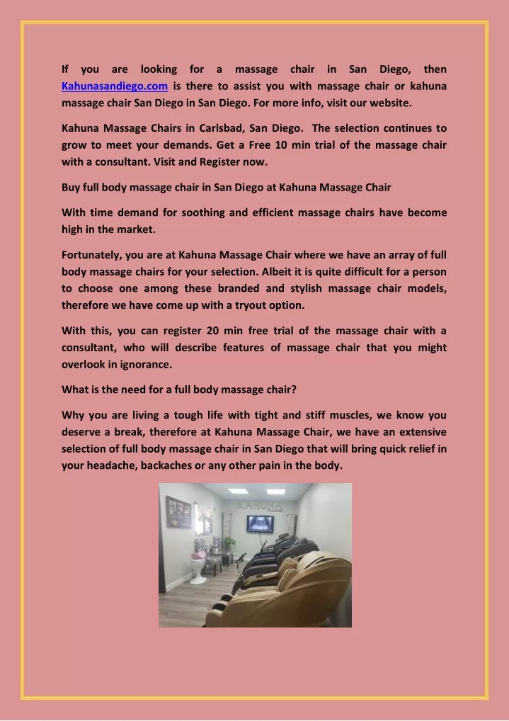 if you are looking for a massage chair