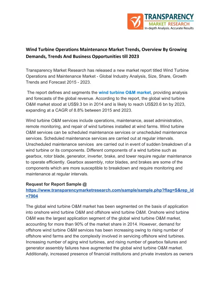 wind turbine operations maintenance market trends
