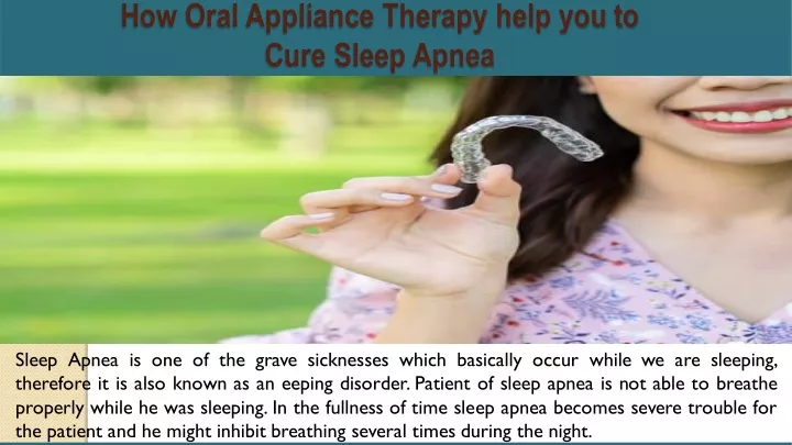 how oral appliance therapy help you to cure sleep