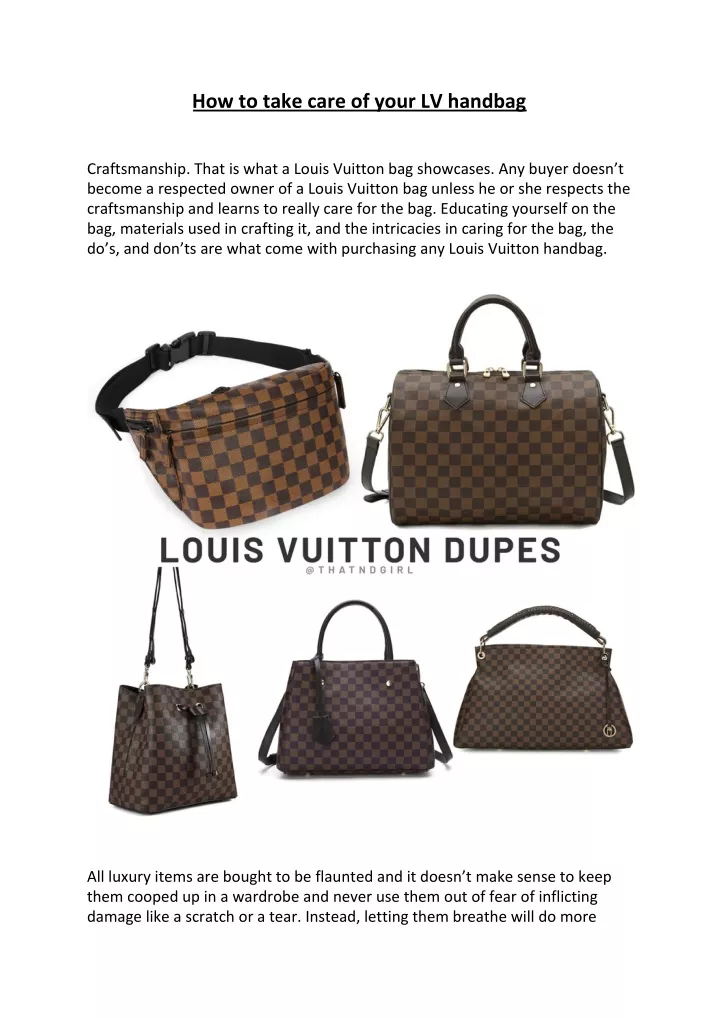 how to take care of your lv handbag