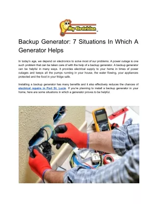 Backup Generator: 7 Situations In Which A Generator Helps