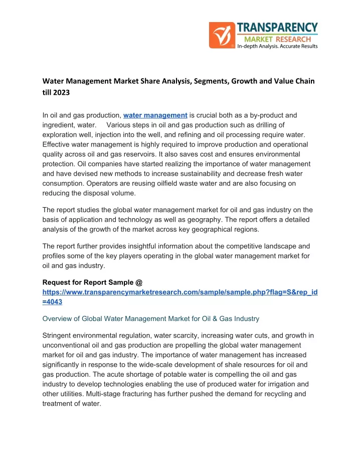 water management market share analysis segments