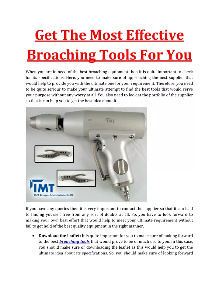 get the most effective broaching tools for you