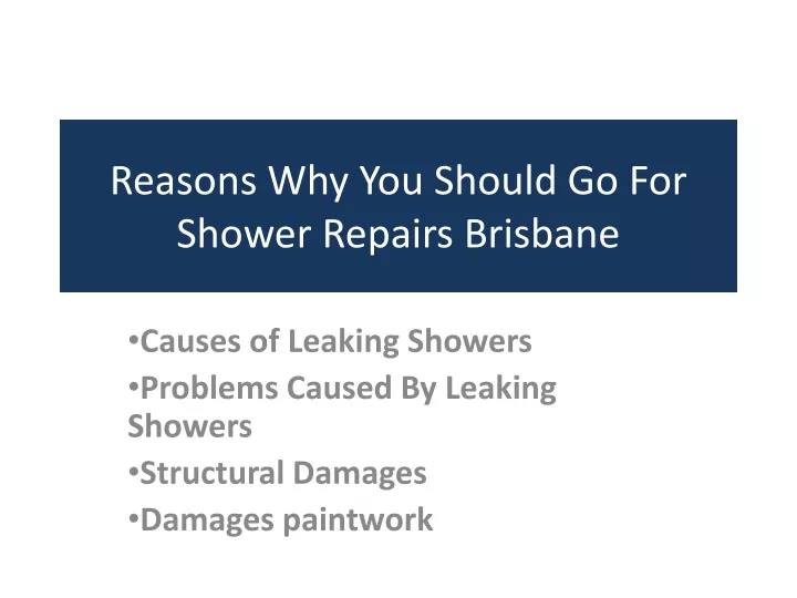 reasons why you should go for shower repairs brisbane