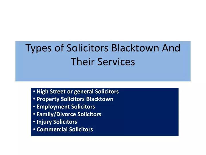 types of solicitors blacktown and their services
