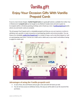 Enjoy Your Occasion Gifts With Vanilla Prepaid Cards