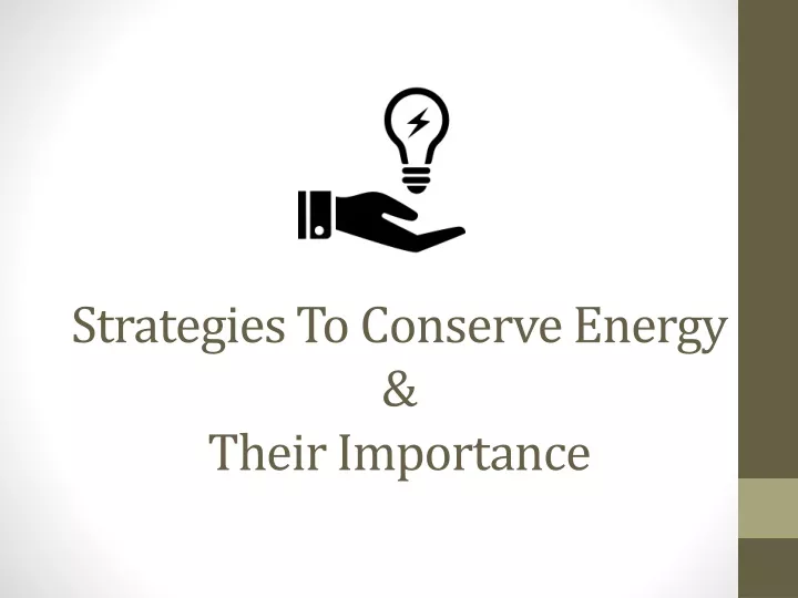 strategies to conserve energy their importance