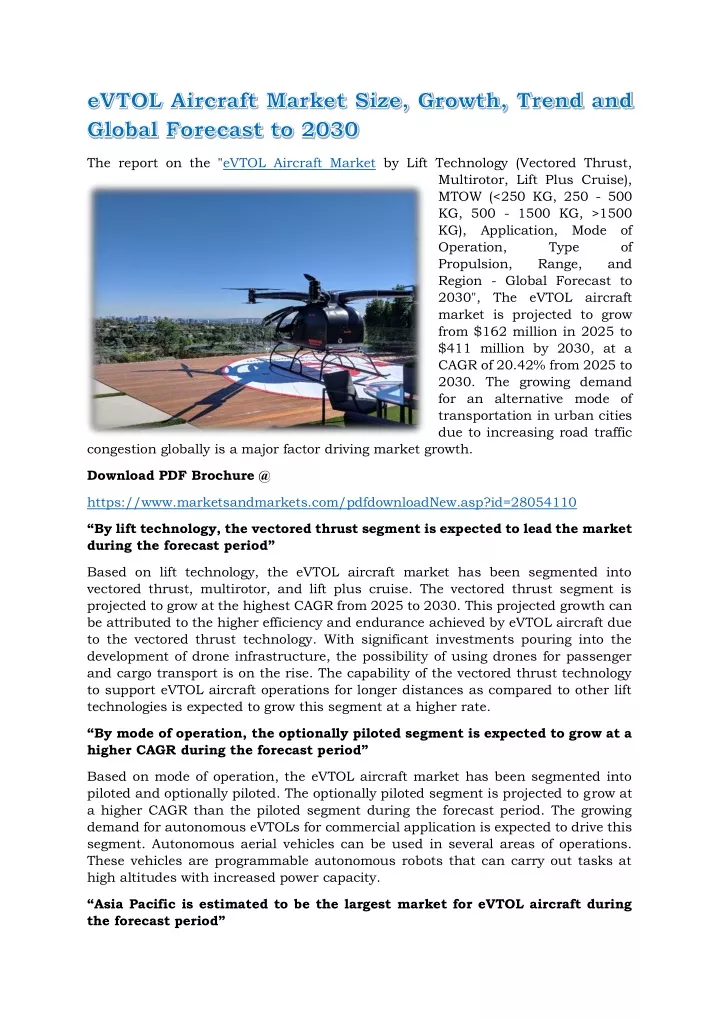 the report on the evtol aircraft market by lift