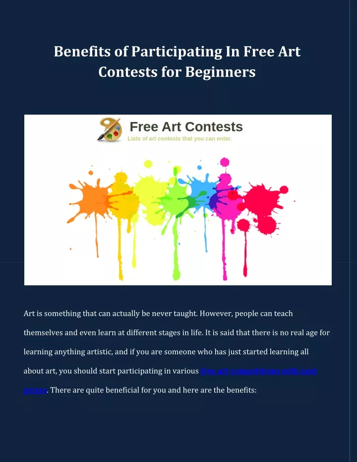 benefits of participating in free art contests