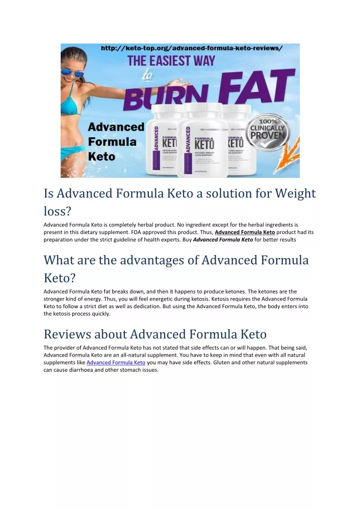 is advanced formula keto a solution for weight