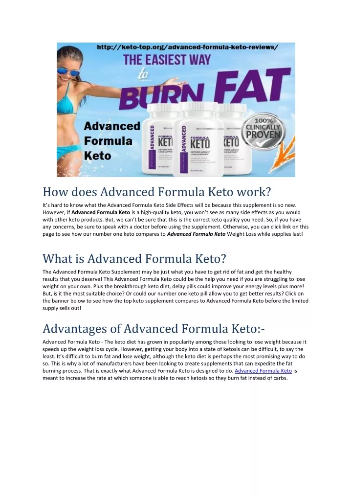 how does advanced formula keto work