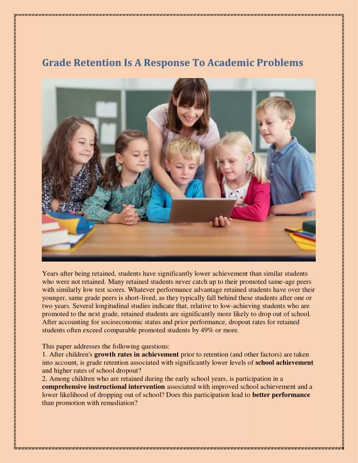 grade retention is a response to academic problems