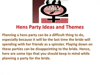 Hens Party Ideas and Themes
