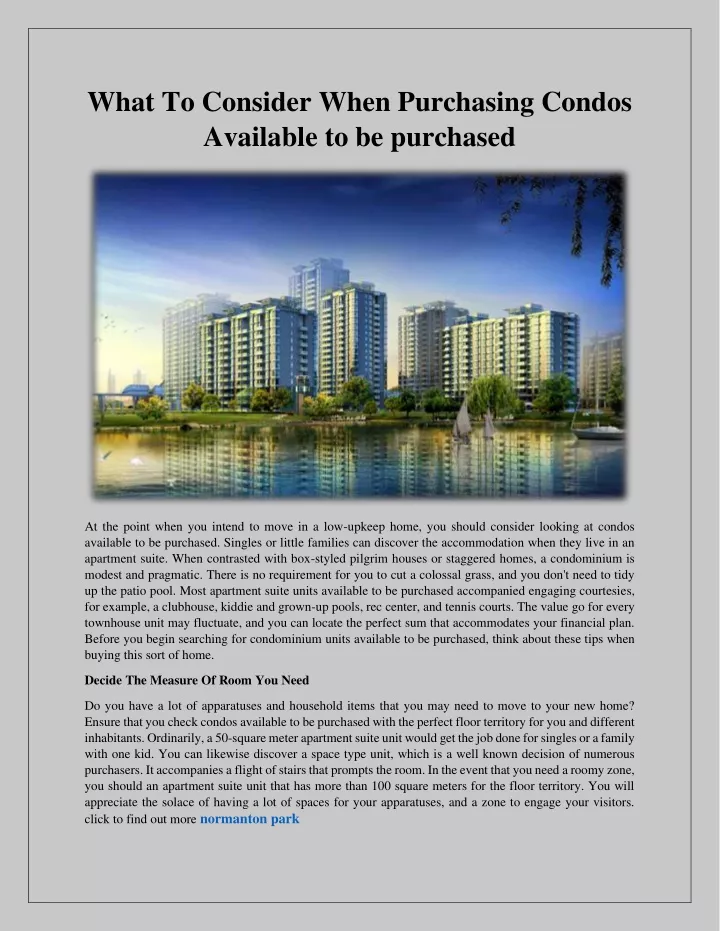 what to consider when purchasing condos available