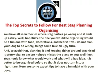 The Top Secrets to Follow For Best Stag Planning Organising
