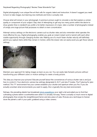 perplexed regarding photography review these