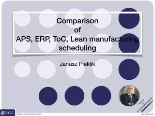 Comparison  of  APS, ERP, ToC, Lean manufacturing  scheduling