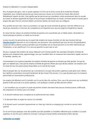 emplois et debutants 4 conseils indispensables