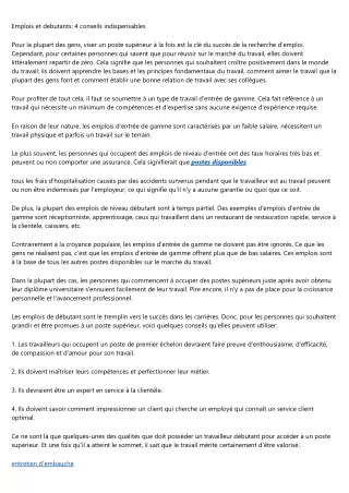 emplois et debutants 4 conseils indispensables