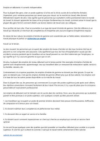 emplois et debutants 4 conseils indispensables
