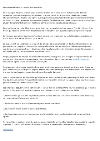 emplois et debutants 4 conseils indispensables