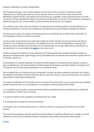 emplois et debutants 4 conseils indispensables