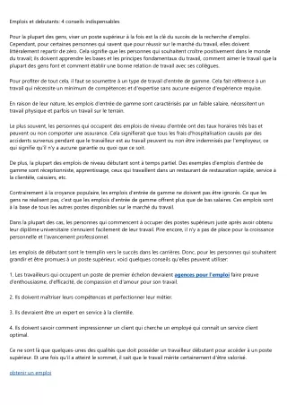emplois et debutants 4 conseils indispensables