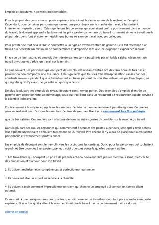 emplois et debutants 4 conseils indispensables