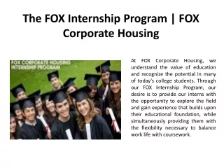 The FOX Internship Program