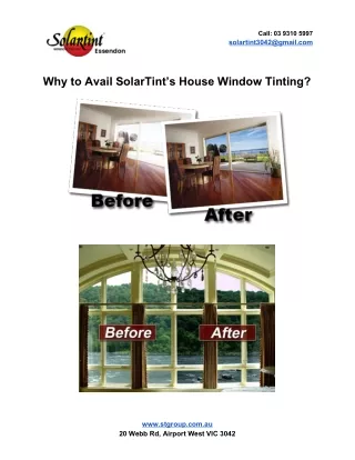 Why to Avail SolarTint’s House Window Tinting?