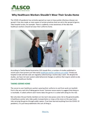 Why Healthcare Workers Shouldn't Wear Their Scrubs Home