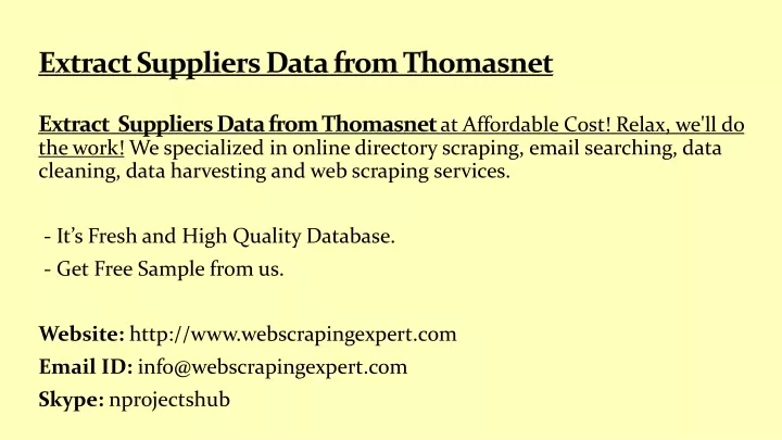 extract suppliers data from thomasnet