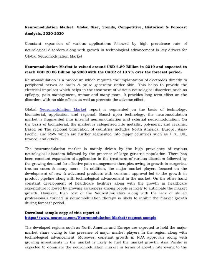 neuromodulation market global size trends